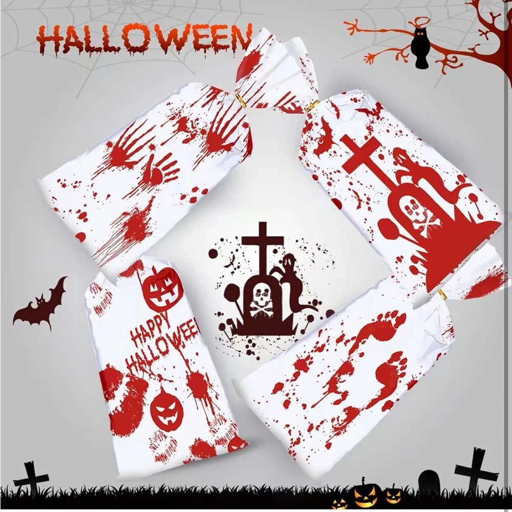 5for$10 Halloween 50Pc Treat Bags Cellophane Candy Goodie Favor Party Supplies
